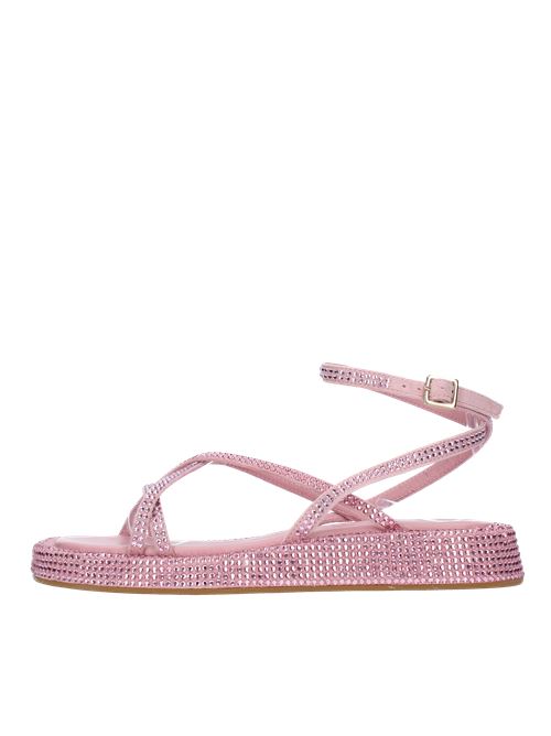 Sandali flat modello ROSIE 16 in camoscio e strass GIA/RHW | ROSIE 16 STRASSROSA